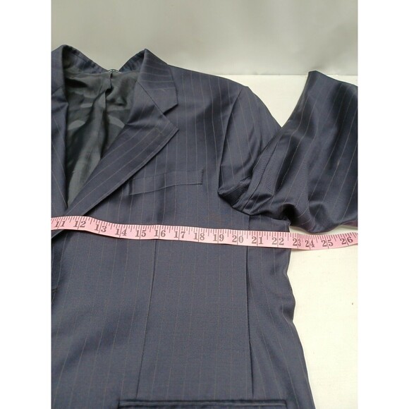 Chaps Ralph Lauren Navy Blue Cashmere Wool Blazer Jacket Mens Size 42S Flaw* - Picture 8 of 12